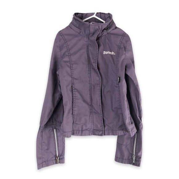 Bench Girl's‎ Size Medium (7/8) Purple Lightweight Jacket Youth Zip Hidden Hood - Picture 1 of 12